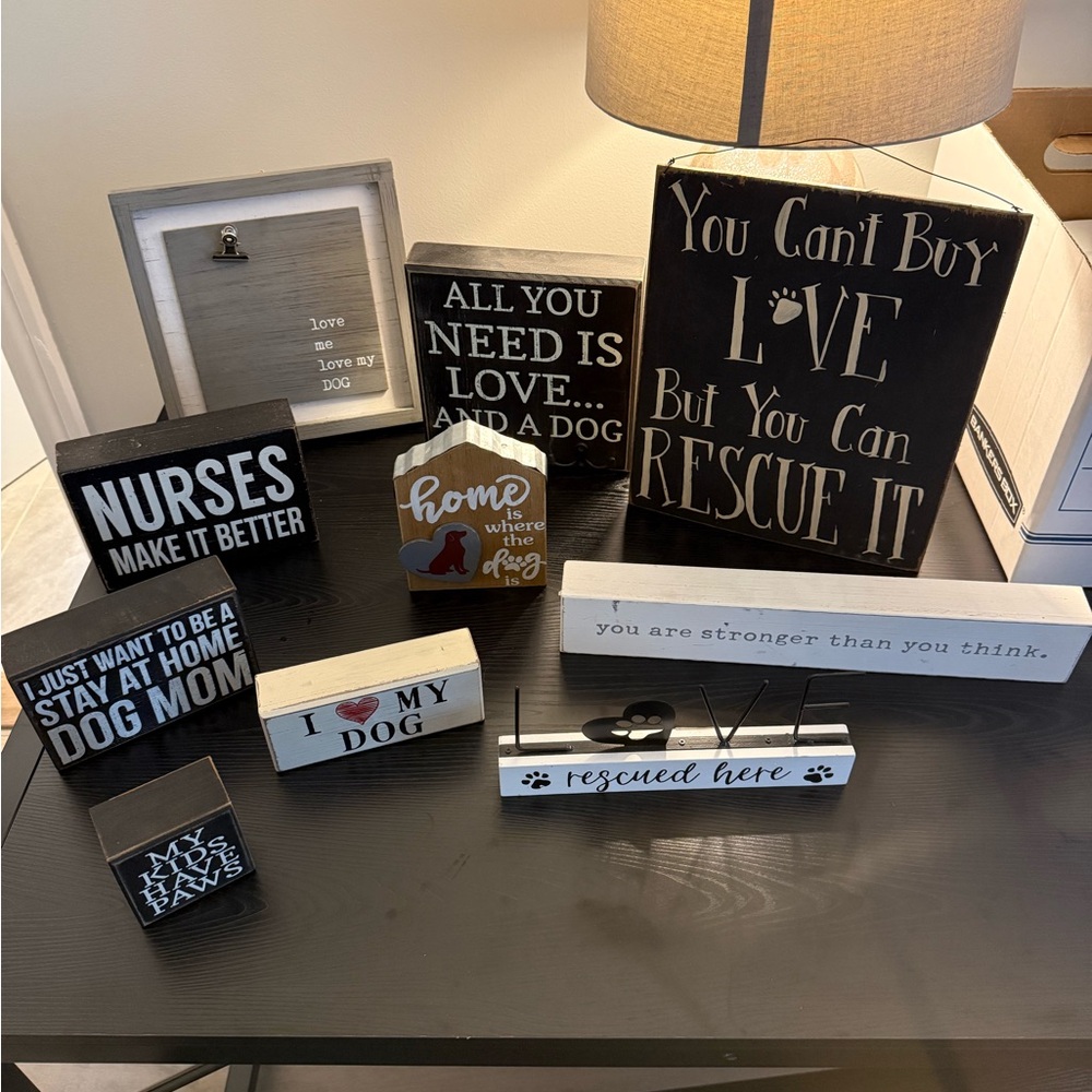 Dog & Rescue Wood Sign Bundle - Black, White, Tan